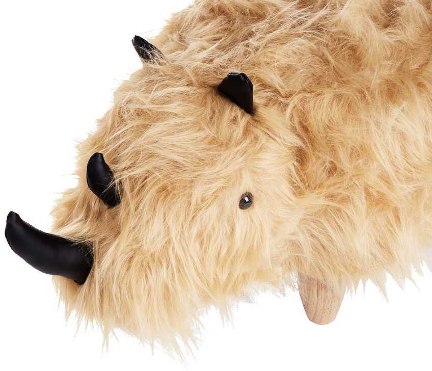 Fotelis Beliani Pufas gyvūnas WOOLLY dirbtinio kailio smėlio spalvos raganosis