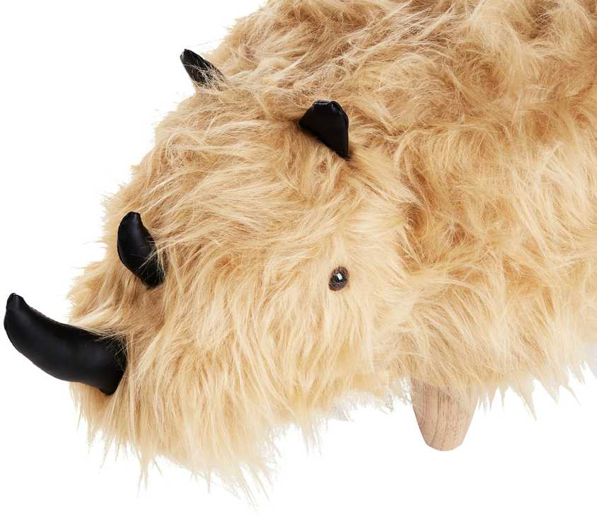 Fotelis Beliani Pufas gyvūnas WOOLLY dirbtinio kailio smėlio spalvos raganosis