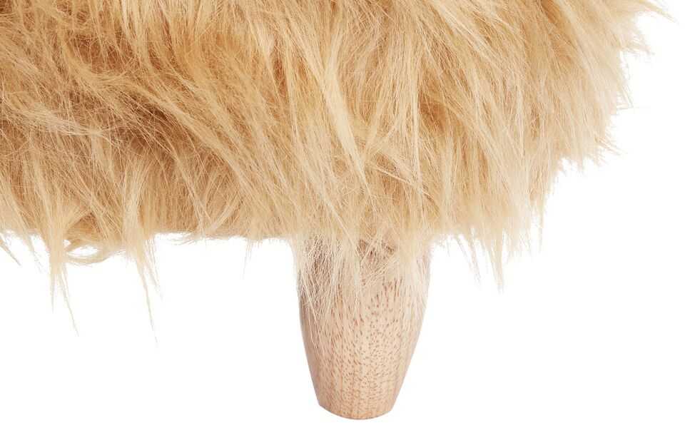 Fotelis Beliani Pufas gyvūnas WOOLLY dirbtinio kailio smėlio spalvos raganosis