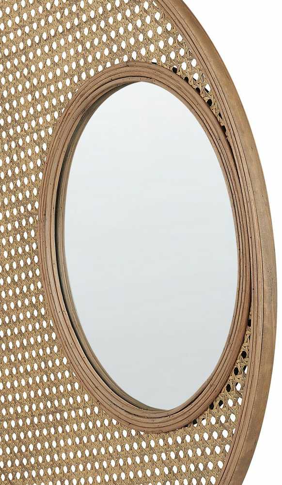 Beliani Sieninis veidrodis PALAU 60 cm rotango spalvos