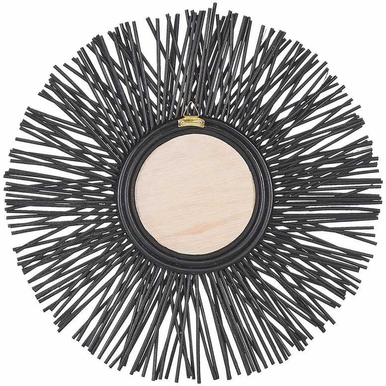 Beliani Round Rattan Wall Mirror Sun 60 cm Juoda KLASĖ
