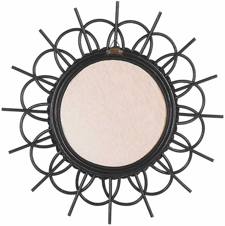 Beliani Sieninis veidrodis TELAKIA 60 cm, rotangas, juodas