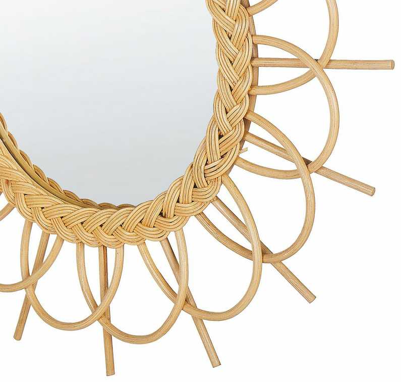 Beliani Sieninis veidrodis TELAKIA 60 cm Rattan natūralus