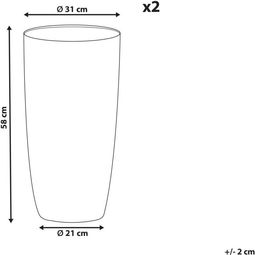Beliani 2 vazonų rinkinys ABDERA 31 cm šviesiai smėlio spalvos