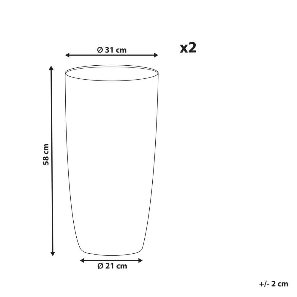 Beliani 2 vazonų rinkinys ABDERA 31 cm pilkas