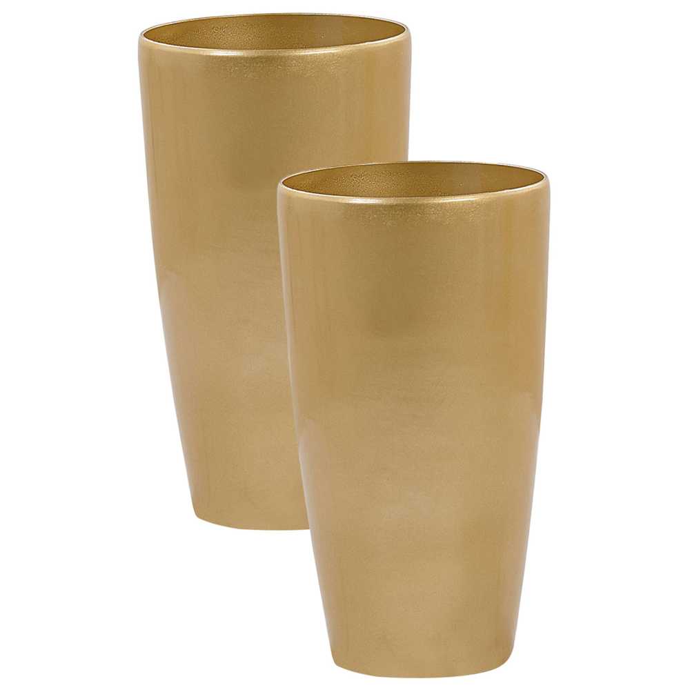 Beliani 2 vazonų rinkinys TSERIA 32 cm auksinis