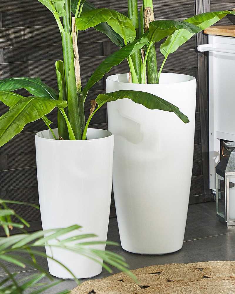 Beliani 2 vazonų rinkinys TSERIA 32 cm Baltas