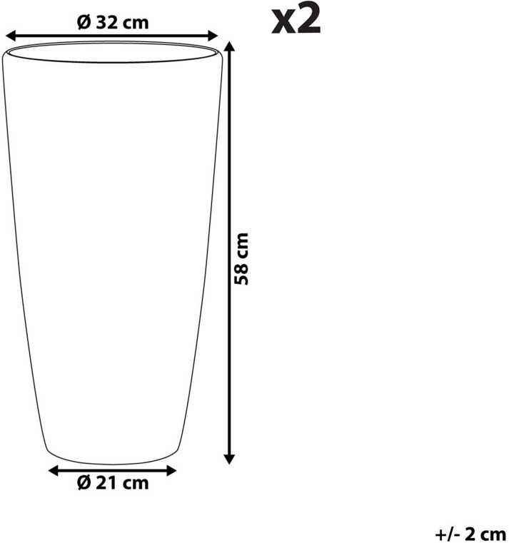 Beliani 2 vazonų rinkinys TSERIA 32 cm Baltas