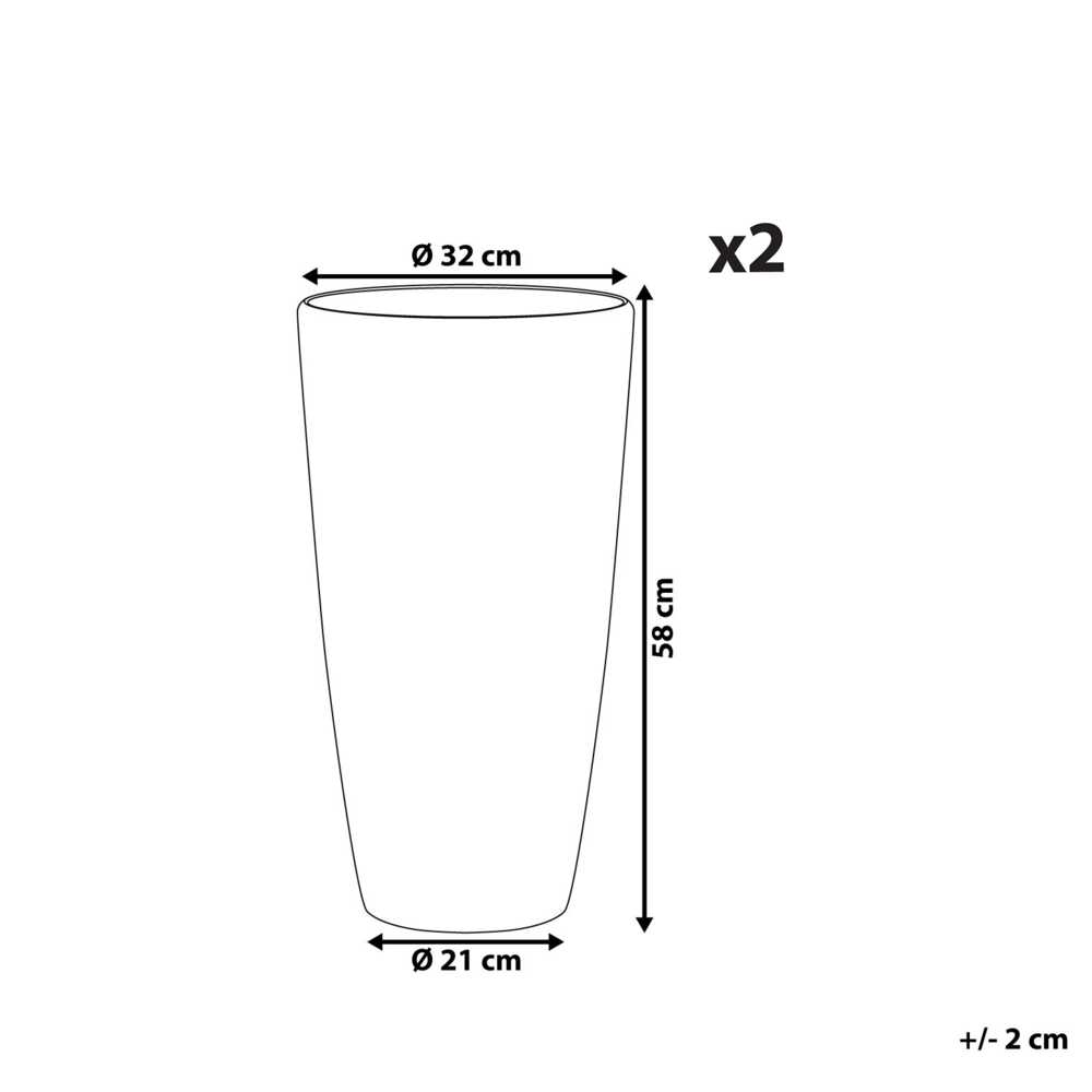 Beliani 2 vazonų rinkinys TSERIA 32 cm Baltas