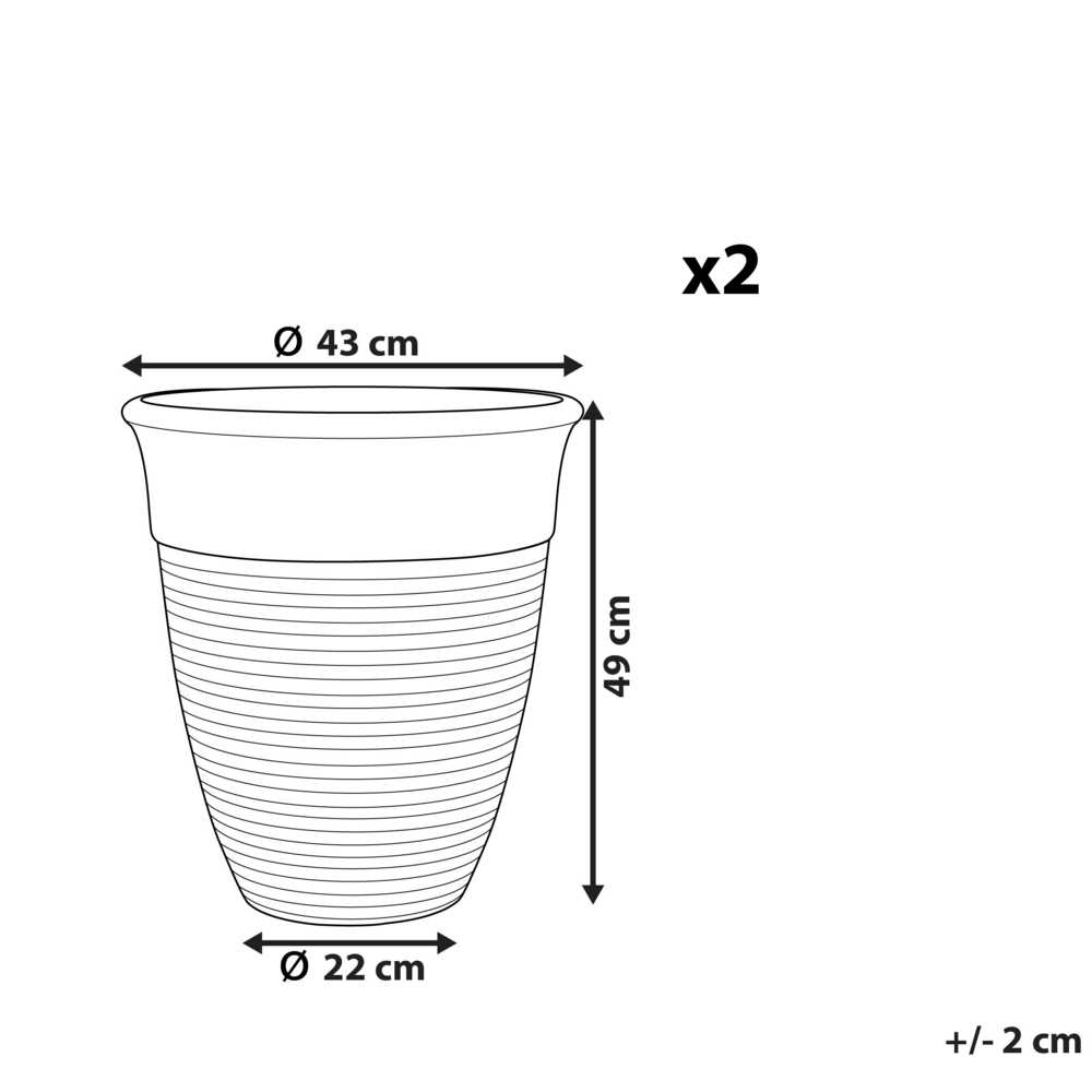 Beliani 2 vazonų rinkinys KATALIMA 43 cm Pilkas