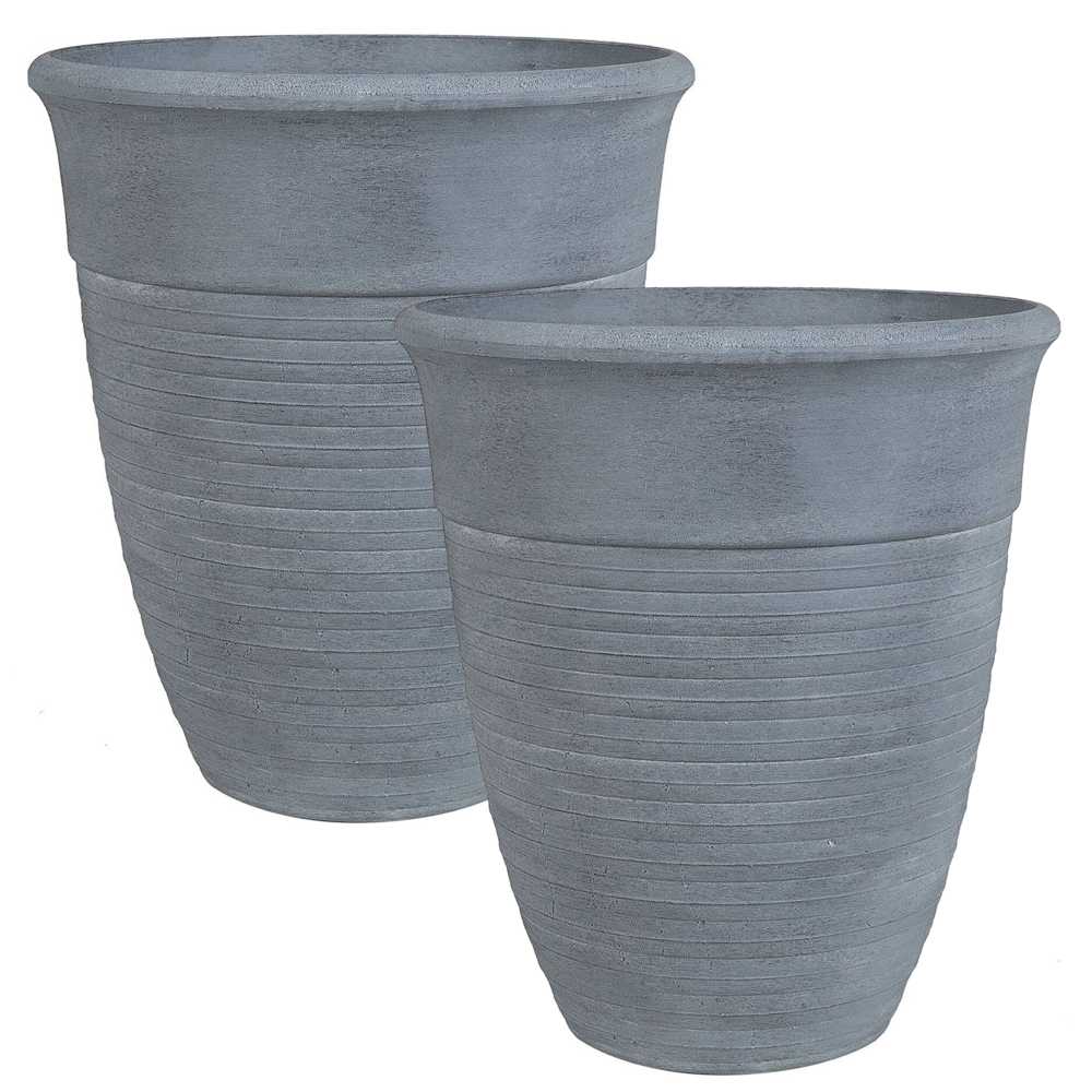 Beliani 2 vazonų rinkinys KATALIMA 43 cm Pilkas