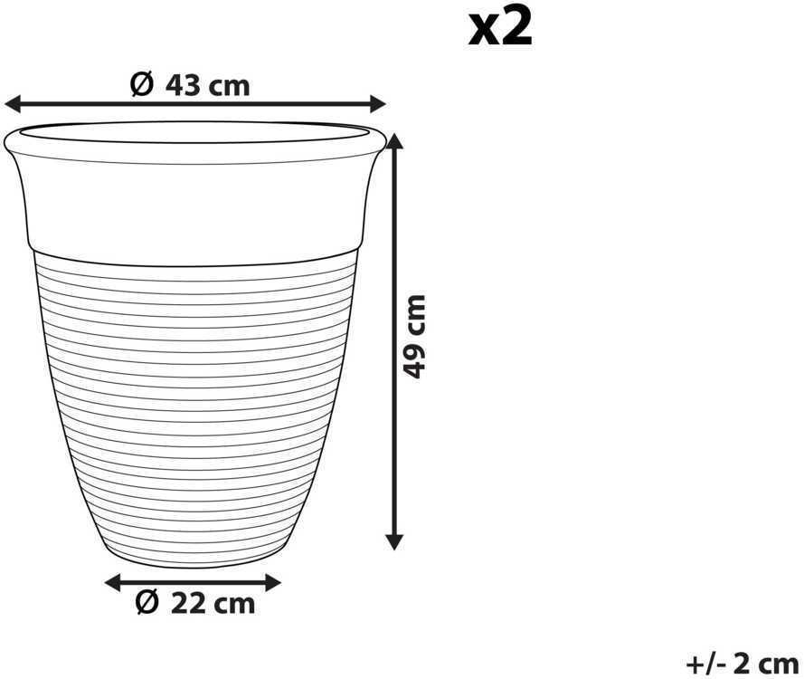 Beliani 2 vazonų rinkinys KATALIMA 43 cm Pilkas