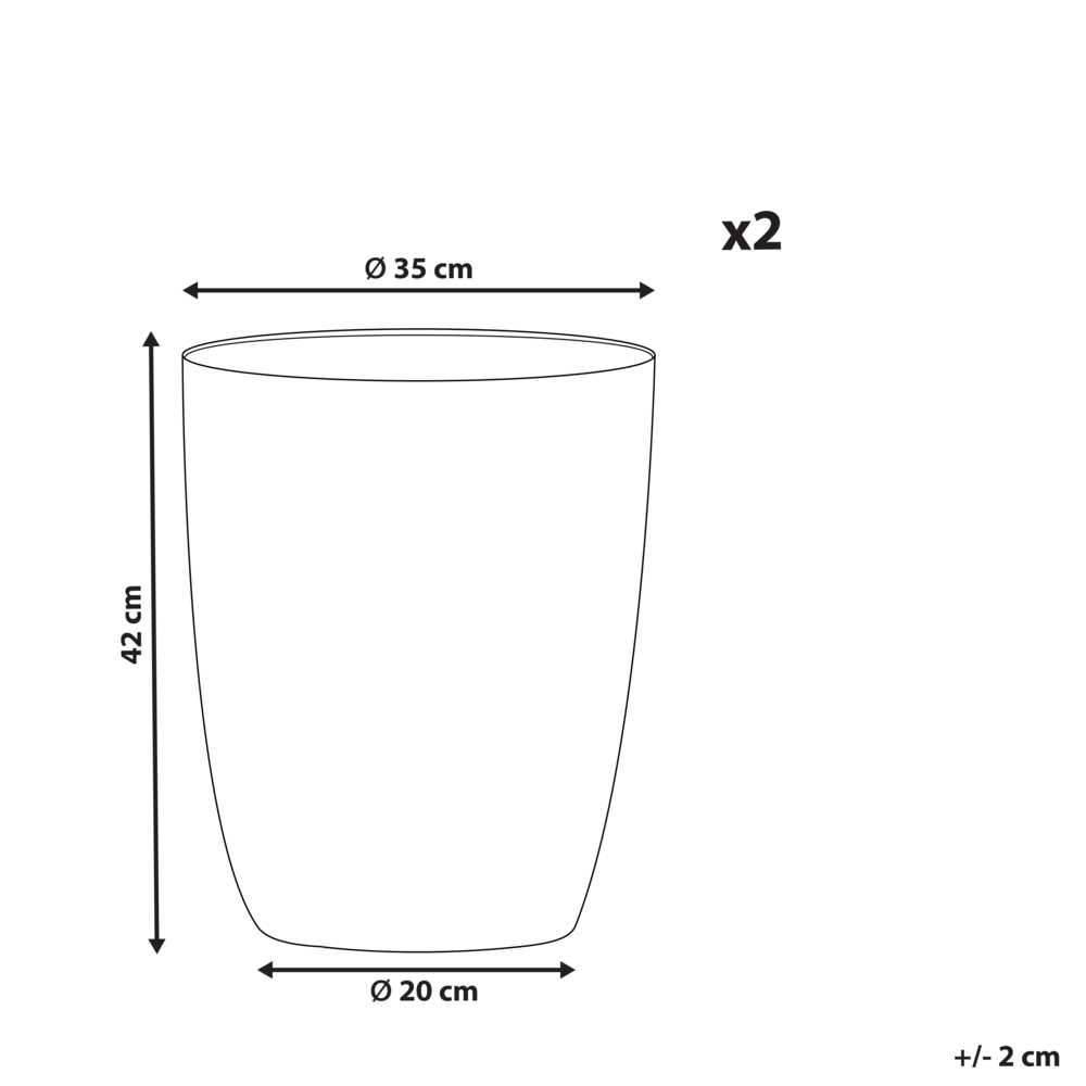 Beliani 2 vazonų komplektas CROTON 35 cm, pilkas
