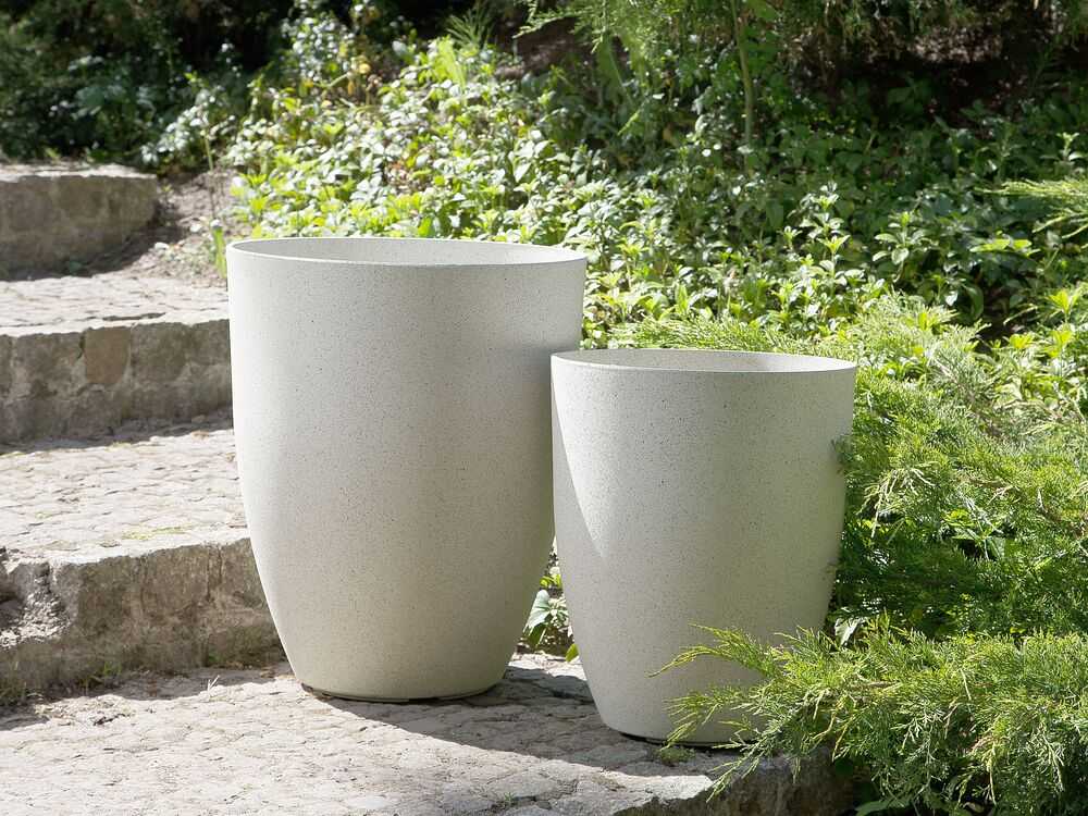 Beliani 2 vazonų rinkinys CROTON 43 cm, balkšva spalva