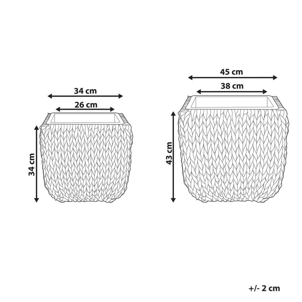 Beliani Dviejų BERBERIS vazonų rinkinys 34/45 cm, juodas technoratanas