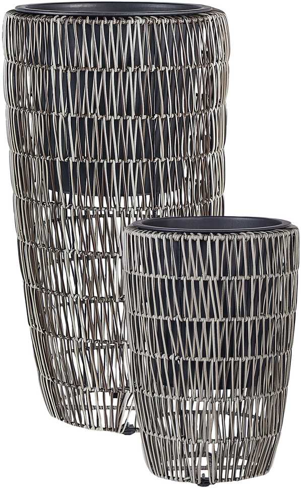 Beliani 2 vazonų rinkinys CHELONE iš technoratano, 26/34 cm, rudas