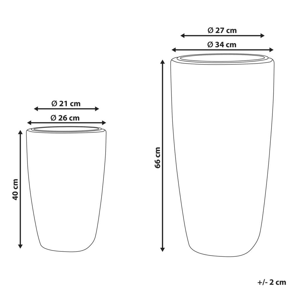 Beliani 2 vazonų komplektas CHELONE 26/34 cm Juodas technoratanas