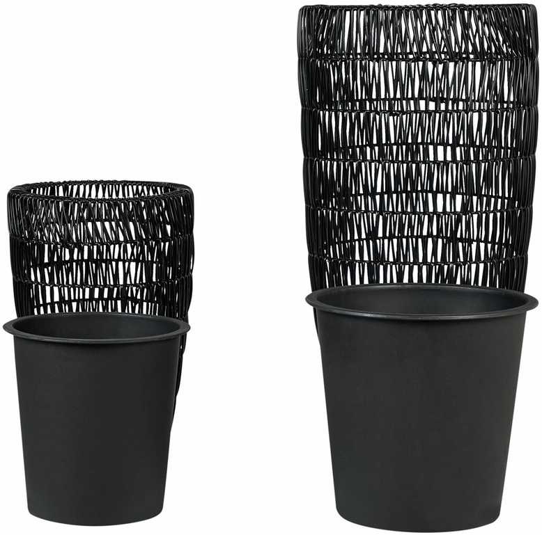 Beliani 2 vazonų komplektas CHELONE 26/34 cm Juodas technoratanas