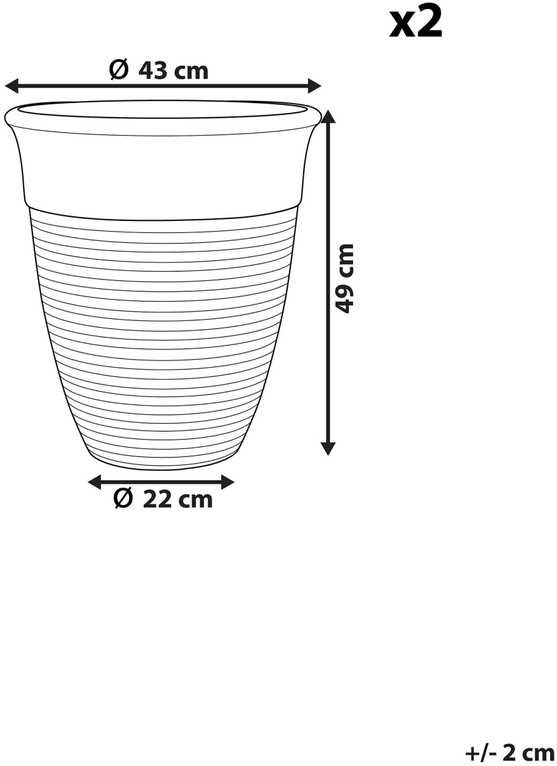 Beliani 2 vazonų rinkinys KATALIMA 43 cm Pilkas