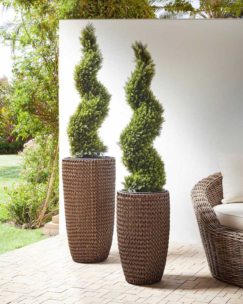 Beliani 2 vazonų rinkinys CEDRUS 37/45 cm rudas technorotangas