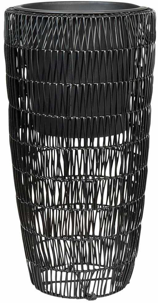 Beliani 2 vazonų komplektas CHELONE 26/34 cm Juodas technoratanas