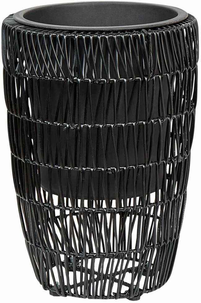 Beliani 2 vazonų komplektas CHELONE 26/34 cm Juodas technoratanas