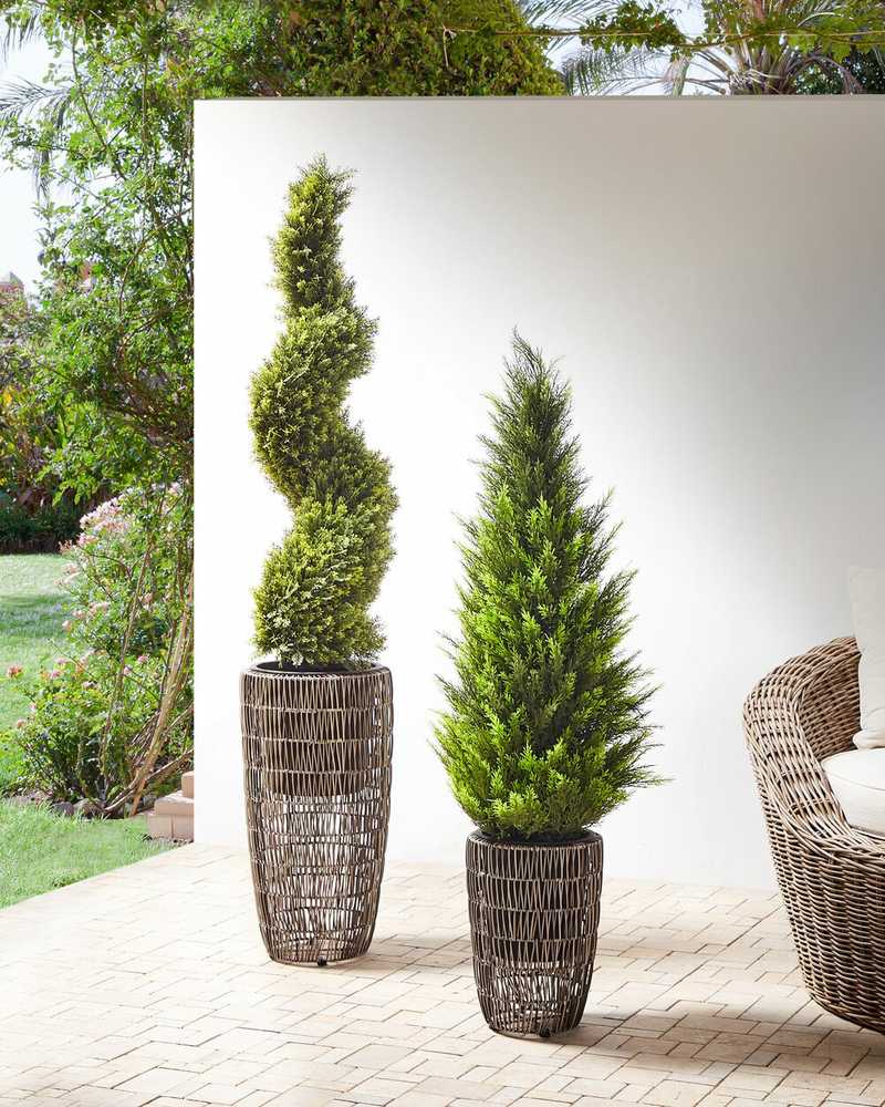 Beliani 2 vazonų rinkinys CHELONE iš technoratano, 26/34 cm, rudas
