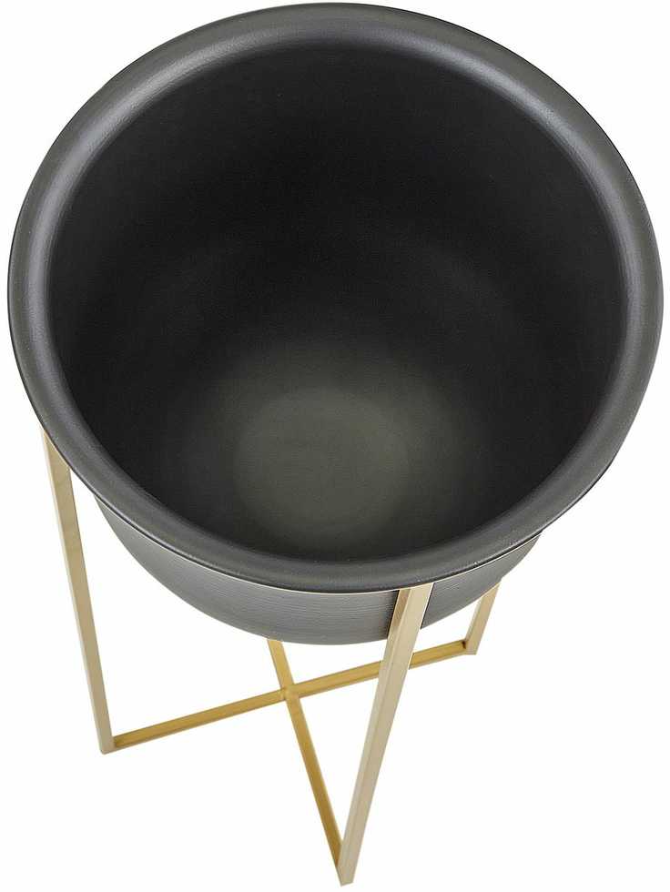 Beliani 2 vazonų rinkinys su kojelėmis THUJA metalinis 21 cm juodas