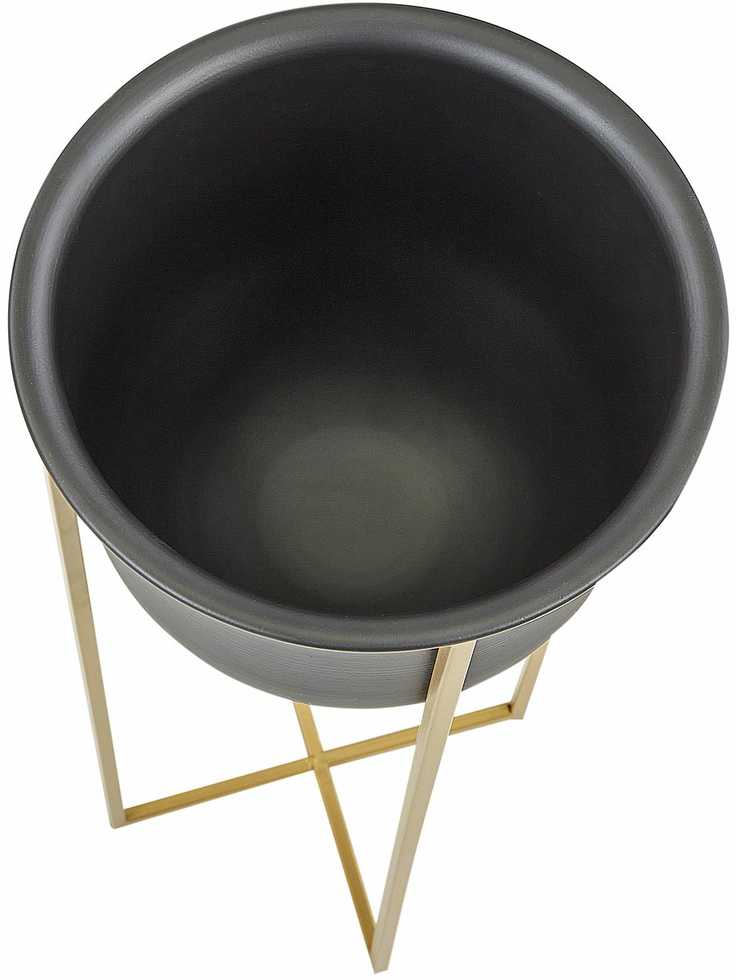 Beliani 2 vazonų rinkinys su kojelėmis THUJA metalinis 21 cm juodas