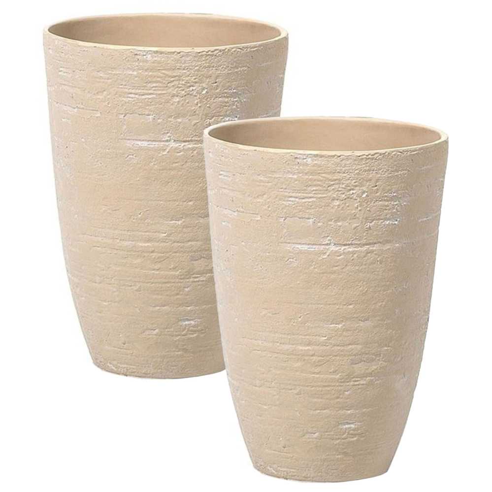 Beliani 2 vazonų rinkinys CAMIA 35 cm smėlio spalvos