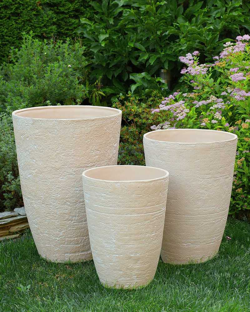 Beliani 2 vazonų rinkinys CAMIA 35 cm smėlio spalvos