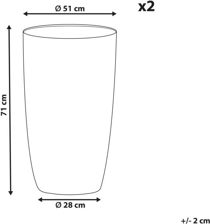 Beliani 2 vazonų rinkinys CAMIA 51 cm pilkas