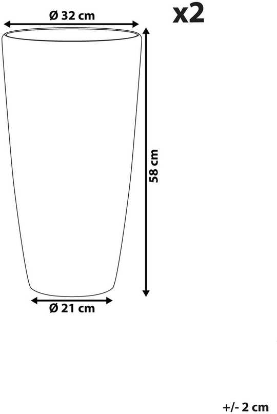 Beliani 2 vazonų rinkinys TSERIA 32 cm Baltas