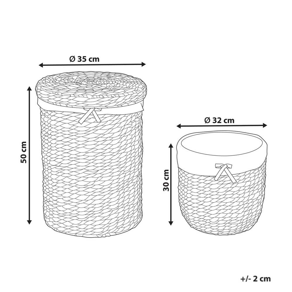 Beliani 2 krepšelių rinkinys DANANG Pintas Natūralus 31/61 L