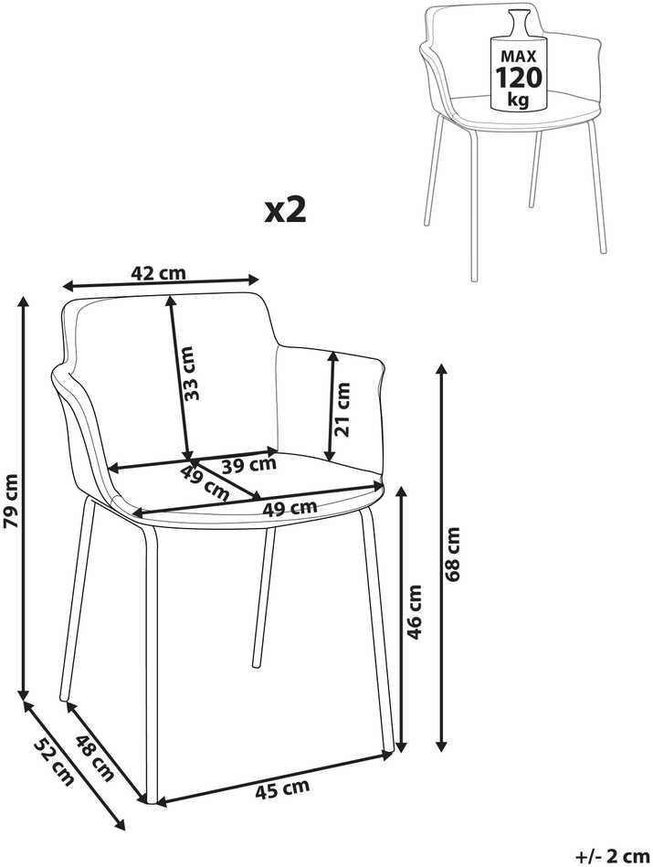 Beliani 2 valgomojo kėdžių komplektas BELFIELD žalias