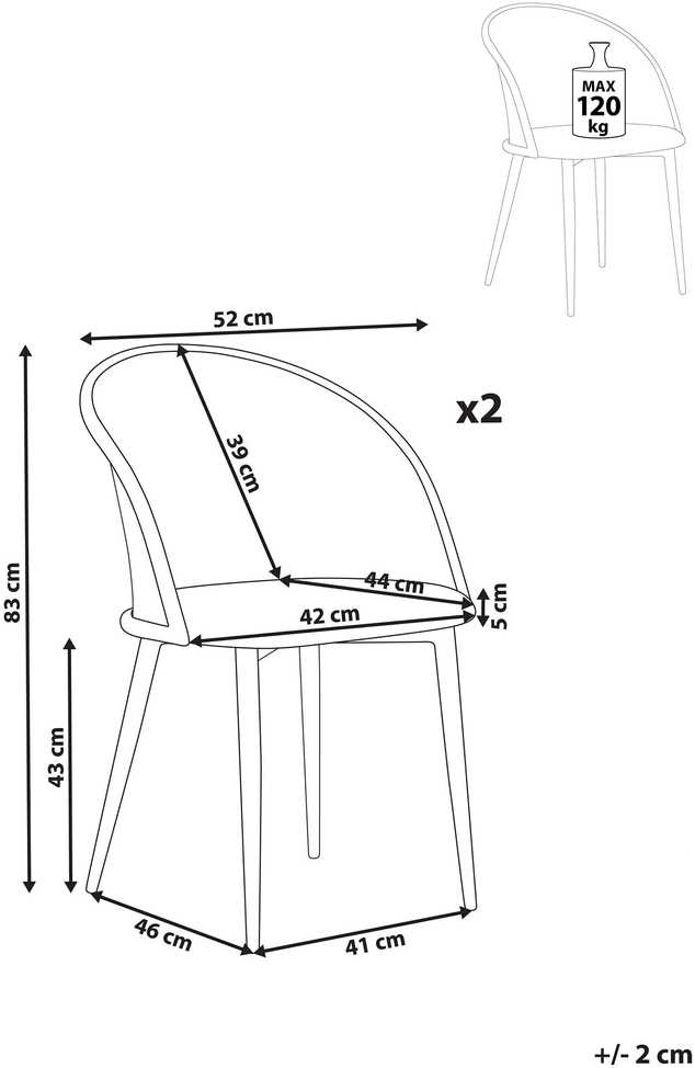 Beliani Dviejų valgomojo kėdžių komplektas CORNELL, metalinis, žalias