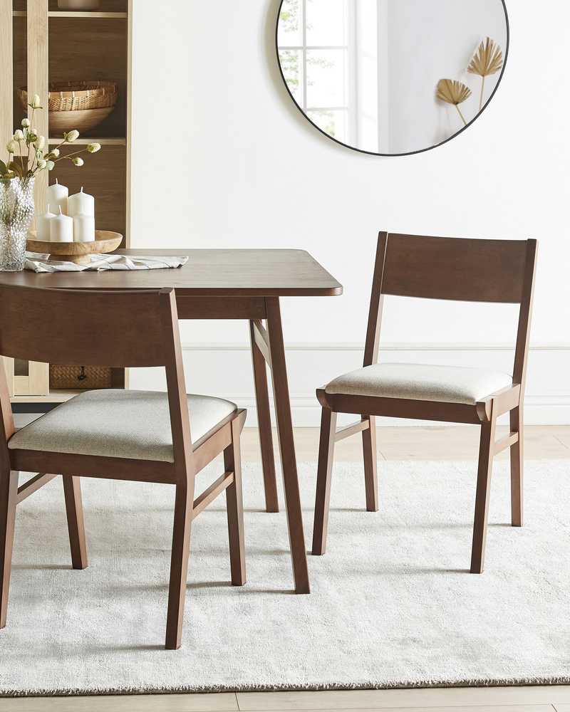 Beliani 2 valgomojo kėdžių komplektas ENOLA medis, rudas/šviesiai smėlinis