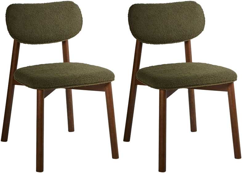 Beliani 2 valgomojo kėdžių komplektas MILLS Boucle rudas/žalias