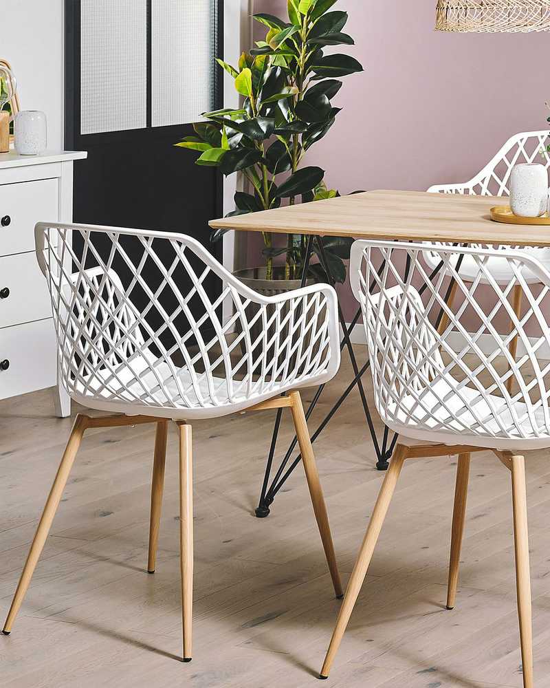 Beliani 2 valgomojo kėdžių komplektas NASHUA baltas