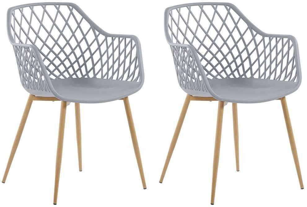 Beliani 2 valgomojo kėdžių komplektas NASHUA šviesiai pilkos spalvos