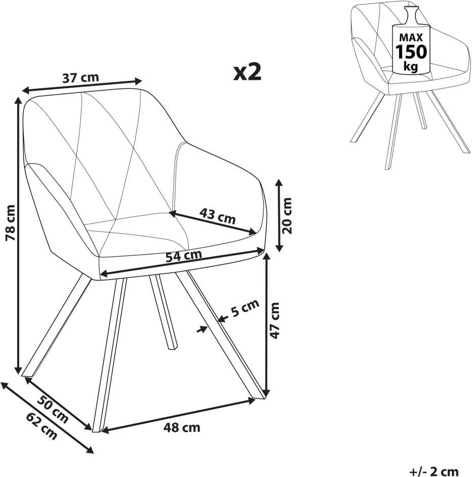 Beliani 2 valgomojo kėdžių komplektas MONEE tamsiai pilkas