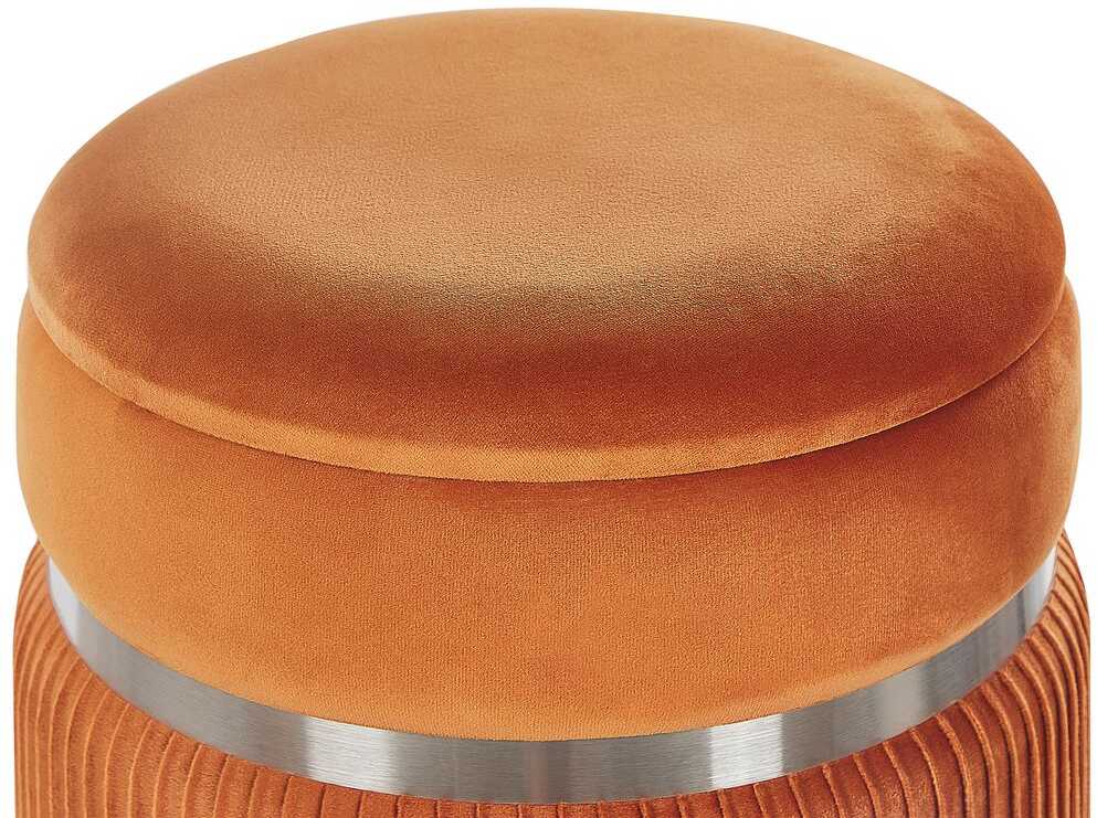 Beliani 2 pufų su daiktadėže komplektas CAMDENTON, oranžinis, veliūras