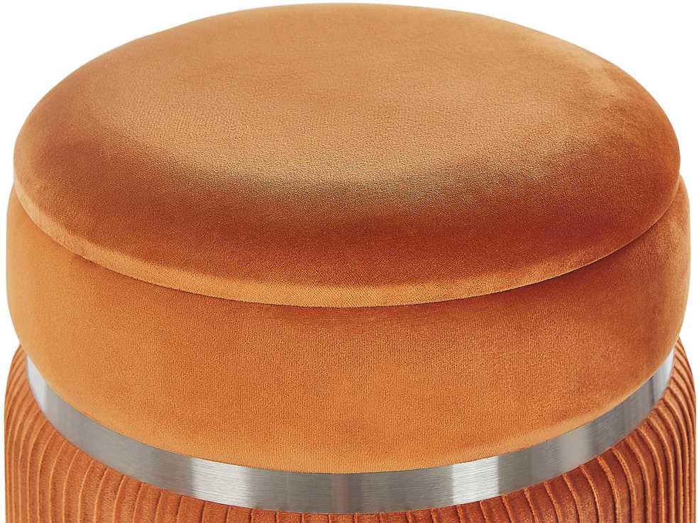 Beliani 2 pufų su daiktadėže komplektas CAMDENTON, oranžinis, veliūras