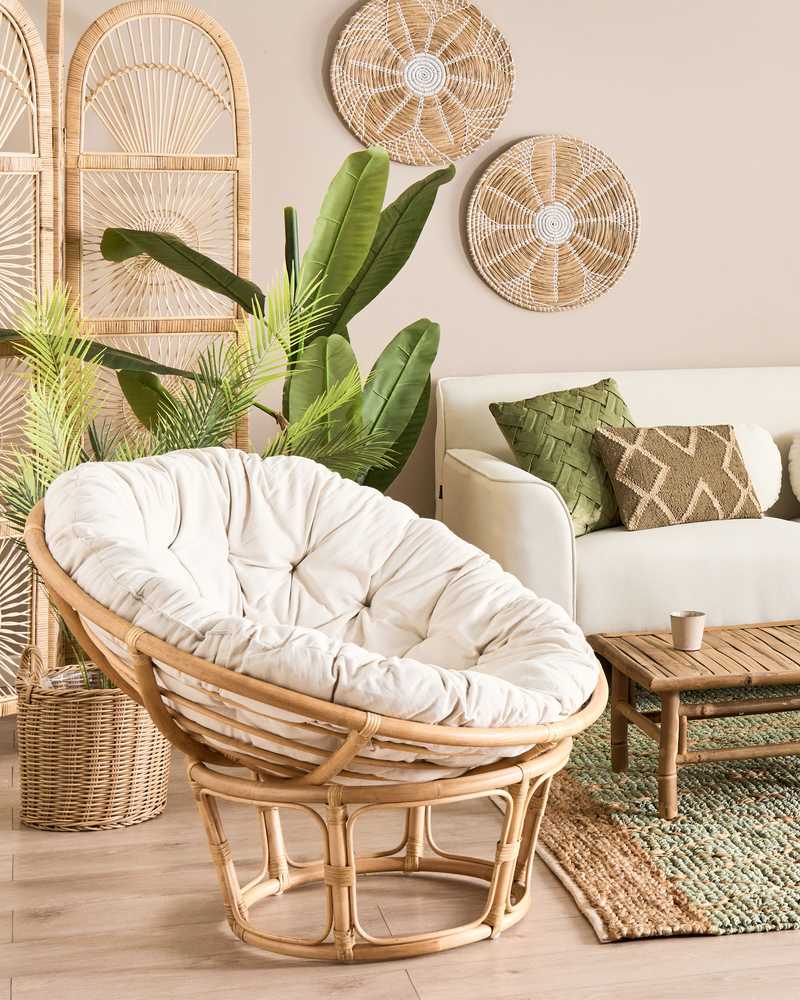 Beliani 3 krepšelių gėlėms rinkinys PENDULA 33/37/45 cm natūralus technorotangas