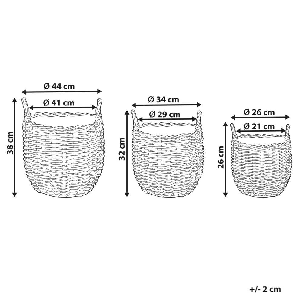 Beliani 3 gėlių krepšių rinkinys AUCUBA 26/34/44 cm šviesiai rudas