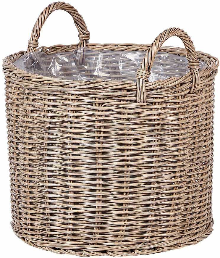 Beliani 3 krepšelių gėlėms rinkinys PENDULA 33/37/45 cm natūralus technorotangas