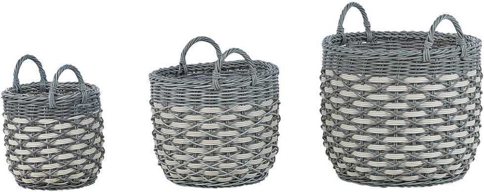 Beliani 3 gėlių krepšelių rinkinys GEFIRA 31/39/49 cm pilkas technorotangas