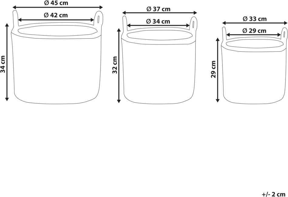 Beliani 3 krepšelių gėlėms rinkinys PENDULA 33/37/45 cm natūralus technorotangas