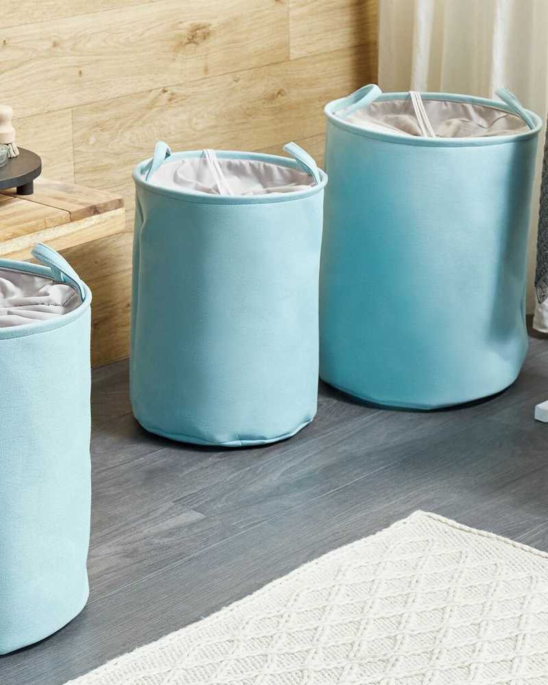 Beliani 3 krepšių rinkinys ARCHA medvilniniai, melsvi
