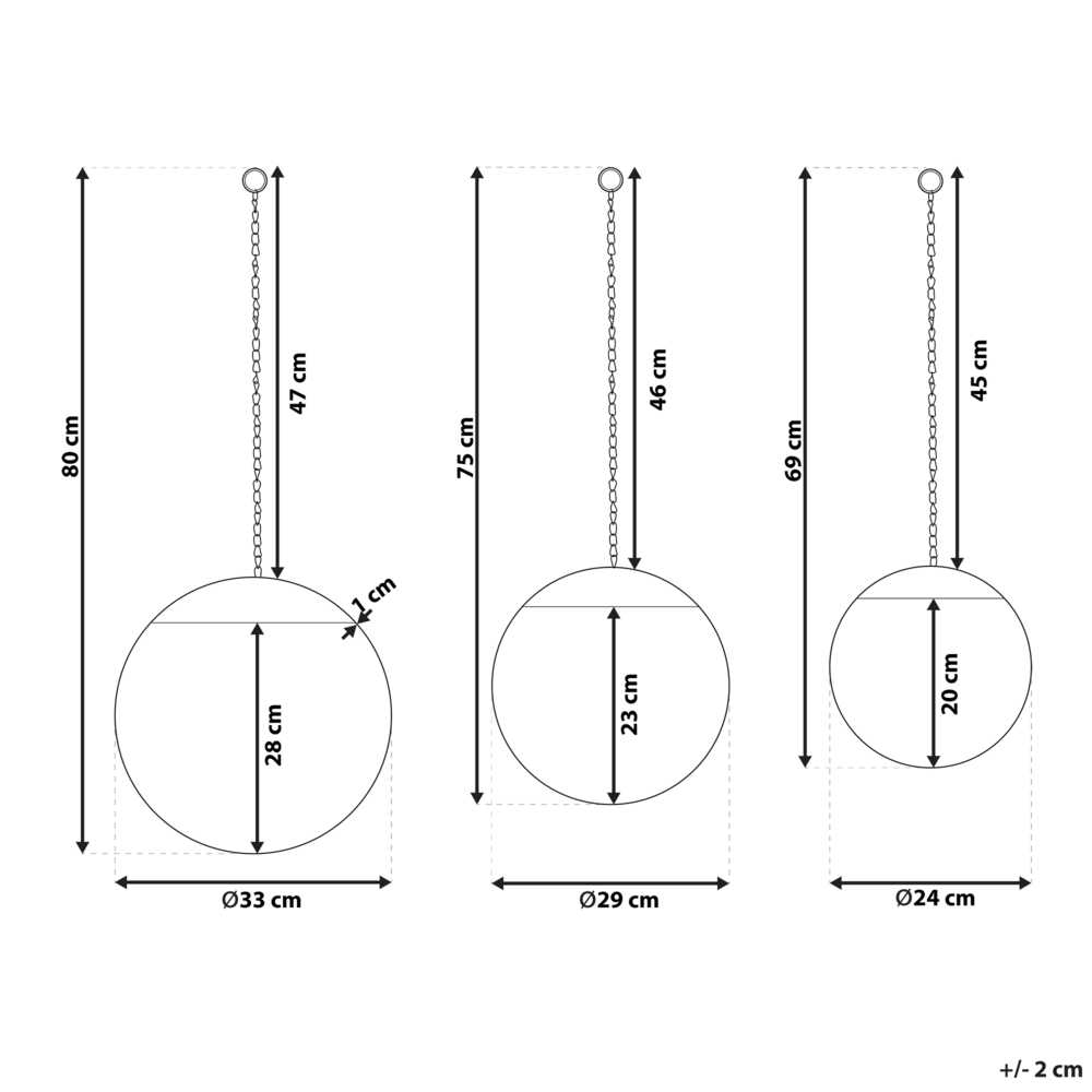 Beliani Sieninis veidrodis ODOS 33/29/24 cm 80/75/69 cm metalinis, juodas